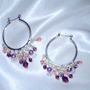 Beautiful Flower Earrings with Gemstones, NWOT